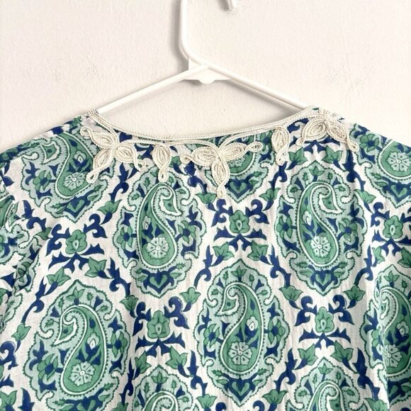 Roberta Roller Rabbit Green Paisley Tunic Top Women’s Size Small Shirt - Picture 9 of 9